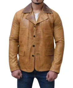 Men's Plain Brown Leather Coat