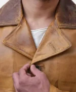 Men's Plain Brown Leather Coat