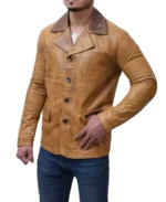 Men's Plain Brown Leather Coat