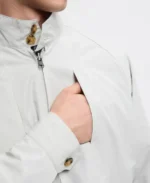 BAL X White G9 Harrington Jacket Closeup - Trendy Leather Jackets