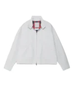 BAL X White G9 Harrington Jacket Front - Trendy Leather Jackets