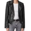 Women Black Biker Vegan Leather Jacket - Trendy Leather Jackets