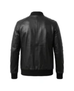 Classic Black Bomber Leather Jacket Back - Trendy Leather Jackets