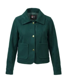 Dark Green Wool Blend Felt Jacket