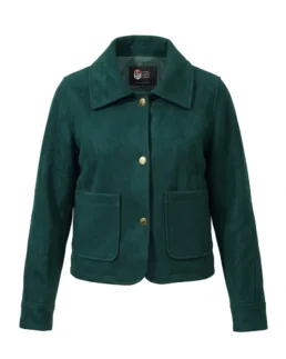 Dark Green Wool Blend Felt Jacket