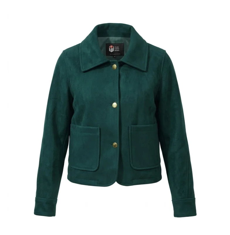 Dark Green Wool Blend Felt Jacket