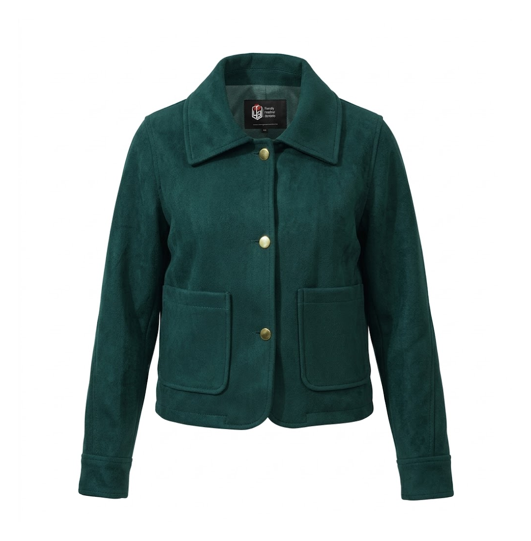 Dark Green Wool Blend Felt Jacket