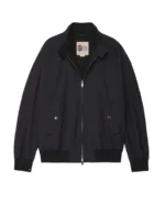 G9 Dark Navy Harrington Jacket Front - Trendy Leather Jackets