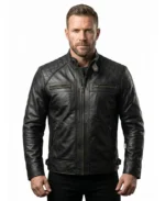Ionic Black Motorcycle Leather Jacket - Trendy Leather Jackets