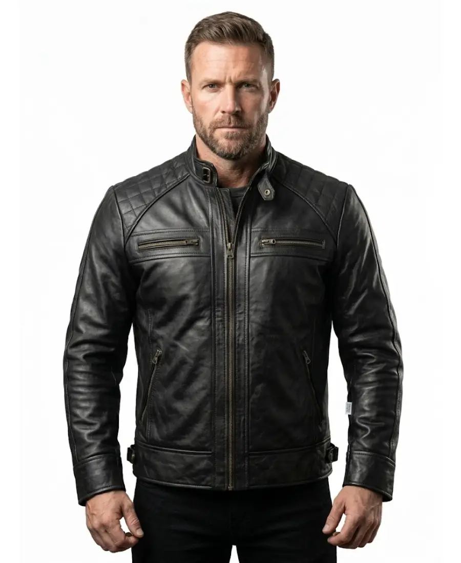 Ionic Black Motorcycle Leather Jacket Ionic Black Motorcycle Leather Jacket - Trendy Leather Jackets