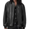 Kino Oversized Leather Bomber Jacket - Trendy Leather Jackets