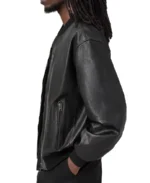 Kino Oversized Leather Bomber Jacket Side - Trendy Leather Jackets