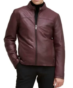 Man's Bowen Burgundy Leather Jacket - Trendy Leather Jackets