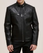 Man's Ronan Black Leather Jacket Front - Trendy Leather Jackets