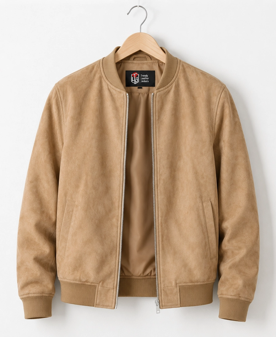 Men Signature Camel Faux Suede Jacket - Trendy Leather Jackets