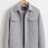 Men Signature Light Grey Wool Blend Felt Jacket - Trendy Leather Jackets
