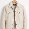 Men Signature Off White Faux Suede Jacket - Trendy Leather Jackets