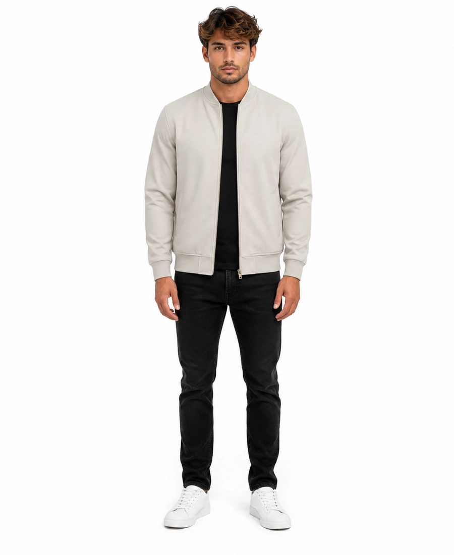 Men'S Signature Off White Wool Blend Felt Jacket 7 Men Signature Off White Wool Blend Felt Jacket Front View - Trendy Leather Jackets