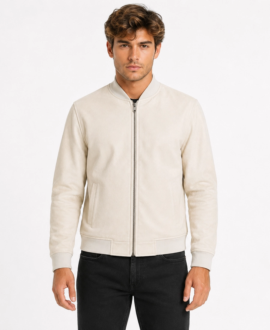 Men'S Signature Off White Wool Blend Felt Jacket 3 Men Signature Off White Wool Blend Felt Jacket Front - Trendy Leather Jackets