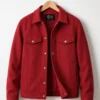 Men Signature Red Wool Blend Felt Jacket - Trendy Leather Jackets