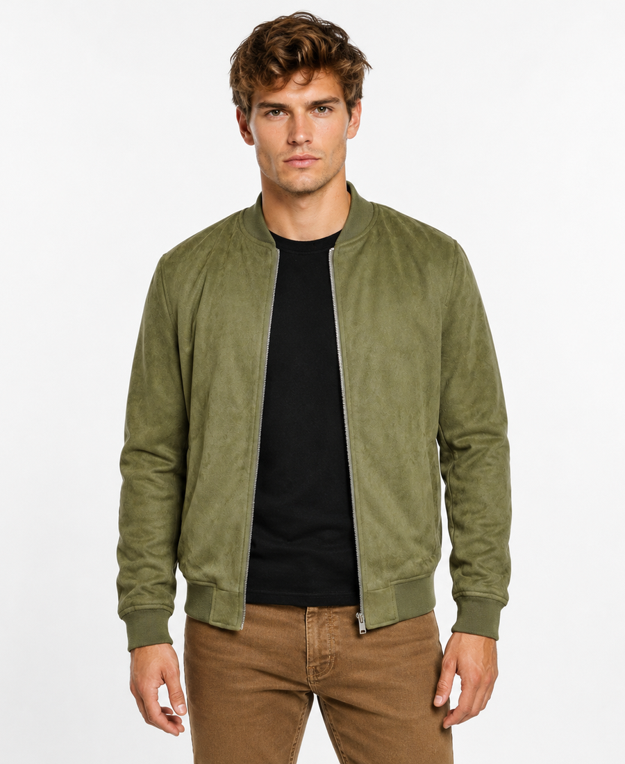 Men'S Signature Sage Green Faux Suede Jacket 5 Men Signature Sage Green Faux Suede Jacket Front Side - Trendy Leather Jackets