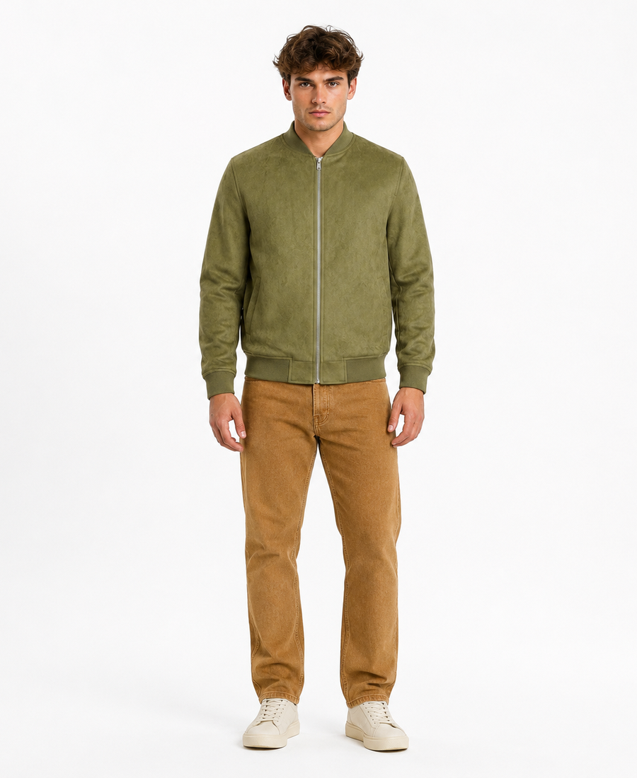 Men'S Signature Sage Green Faux Suede Jacket 7 Men Signature Sage Green Faux Suede Jacket Front View - Trendy Leather Jackets