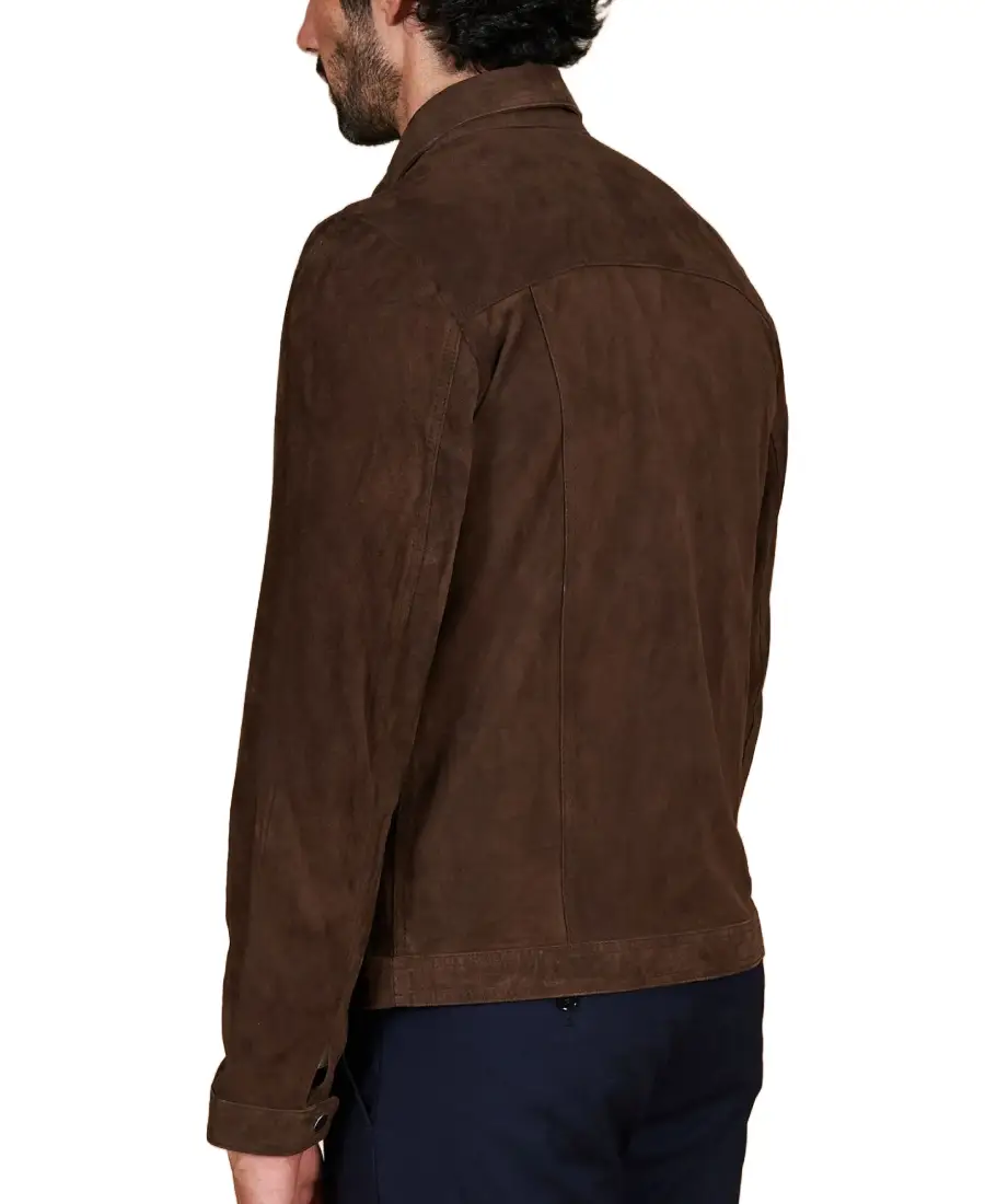 Men’s Adam Dark Brown Suede Jacket Back
