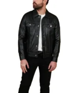 Men's Akyo Black Nappa Biker Leather Jacket Front - Trendy Leather Jackets