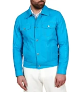 Men's Akyo Blue Nappa Biker Leather Jacket - Trendy Leather Jackets