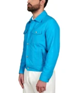 Men's Akyo Blue Nappa Biker Leather Jacket Side - Trendy Leather Jackets