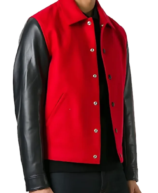 Men's Alexandre Red And Black Varsity Jacket