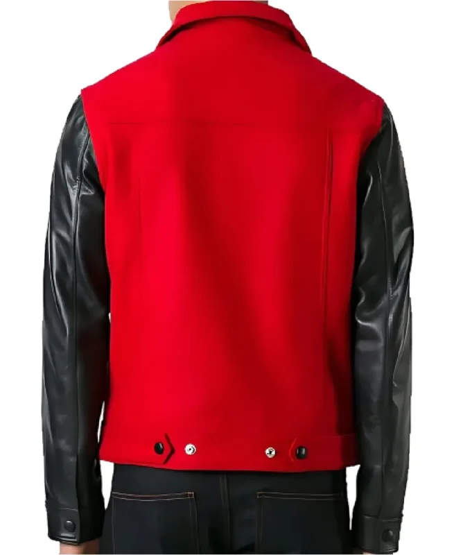 Shop The Men's Alexandre Red And Black Varsity Jacket