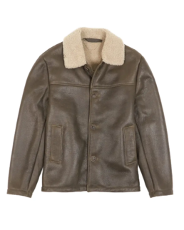 Men's Antique Brown Shearling Leather Jacket - Trendy Leather Jackets