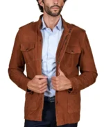 Men's Axel Saharan Brown Suede Jacket - Trendy Leather Jackets