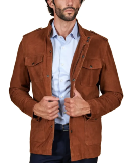 Men's Axel Saharan Brown Suede Jacket - Trendy Leather Jackets