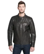 Men's Black Carbon Leather Jacket Front - Trendy Leather Jackets
