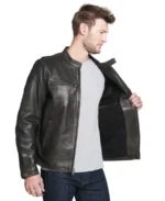 Men's Black Carbon Leather Jacket Side - Trendy Leather Jackets