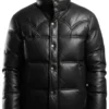 Men's Black Leather Puffer Jacket - Trendy Leather Jackets