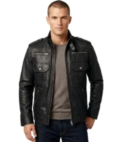 Men's Black Moto Biker Jacket - Trendy Leather Jackets