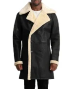 Men's Black Sheepskin Shearling Leather Coat - Trendy Leather Jackets
