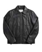 Men's Black fitted Leather jacket Front - Trendy Leather Jackets