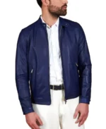 Men's Bluette Natural Leather Jacket Front - Trendy Leather Jackets