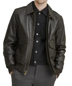 Men's Bomber Black Leather Jacket - Trendy Leather Jackets