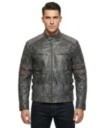 Men's Brotherhood Distressed Biker Jacket - Trendy Leather Jackets