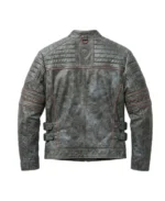 Men's Brotherhood Distressed Biker Jacket Back - Trendy Leather Jackets
