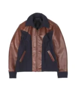 Men's Brown And Navy Leather Jacket - Trendy Leather Jackets
