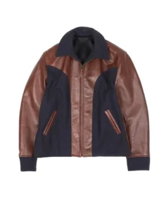 Men's Brown And Navy Leather Jacket - Trendy Leather Jackets