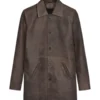 Men's Brown Cowhide Leather Trench Coat - Trendy Leather Jackets