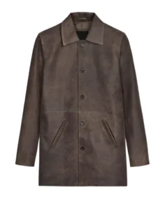 Men's Brown Cowhide Leather Trench Coat - Trendy Leather Jackets