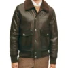 Men's Brown Fur Collar Bomber Jacket